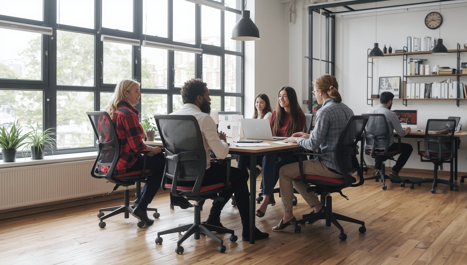 Office jobs Monday to Friday promoting work-life balance with desk and calendar.