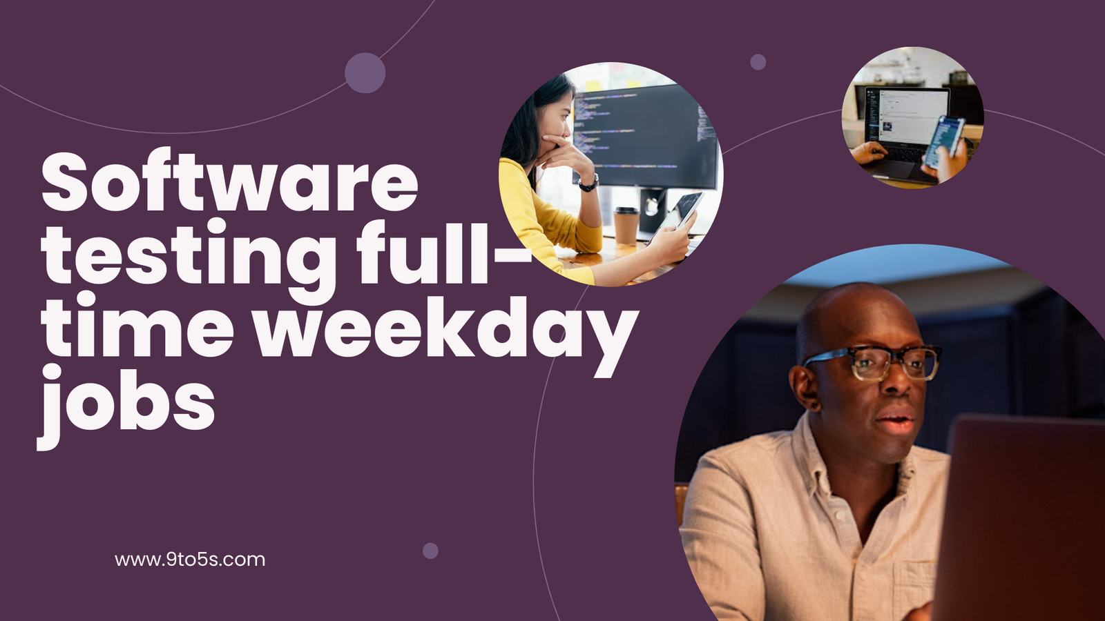 Professional software tester working in an office on weekday 9 to 5 job ensuring software quality and performance.