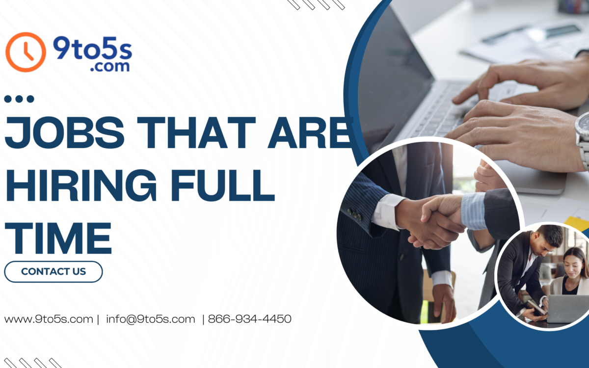 Professional reviewing listings for jobs that are hiring full time in the United States on a laptop in a modern office setting.