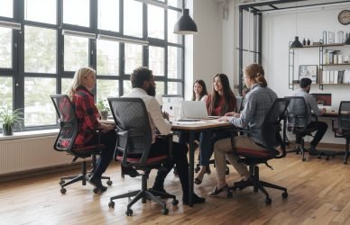 Office jobs Monday to Friday promoting work-life balance with desk and calendar.