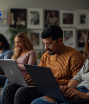 Person working on a laptop from home during weekday remote job in the U.S.